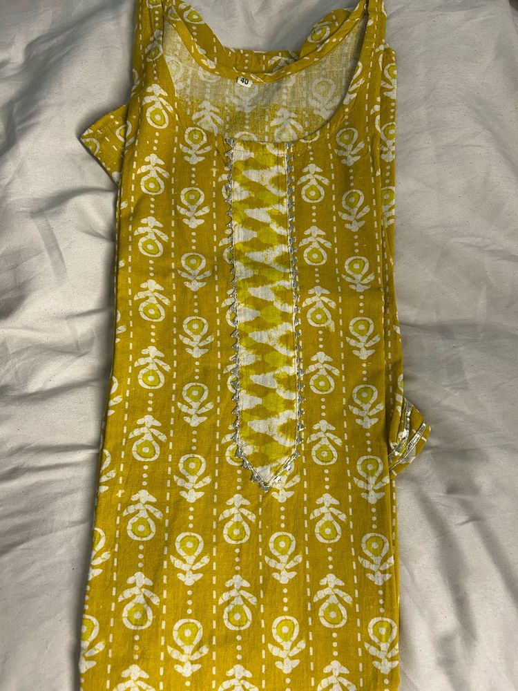Yellow Printed Kurta