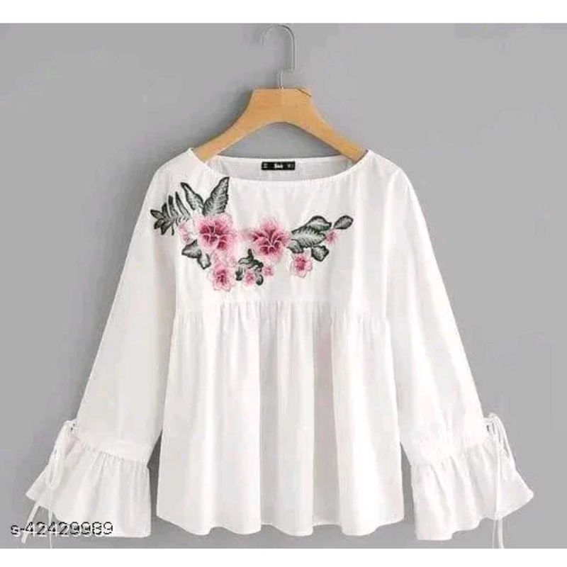 Floral Embroidered White Top