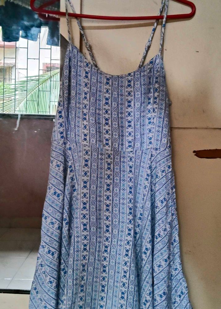 Blue &amp; White Print Sundress