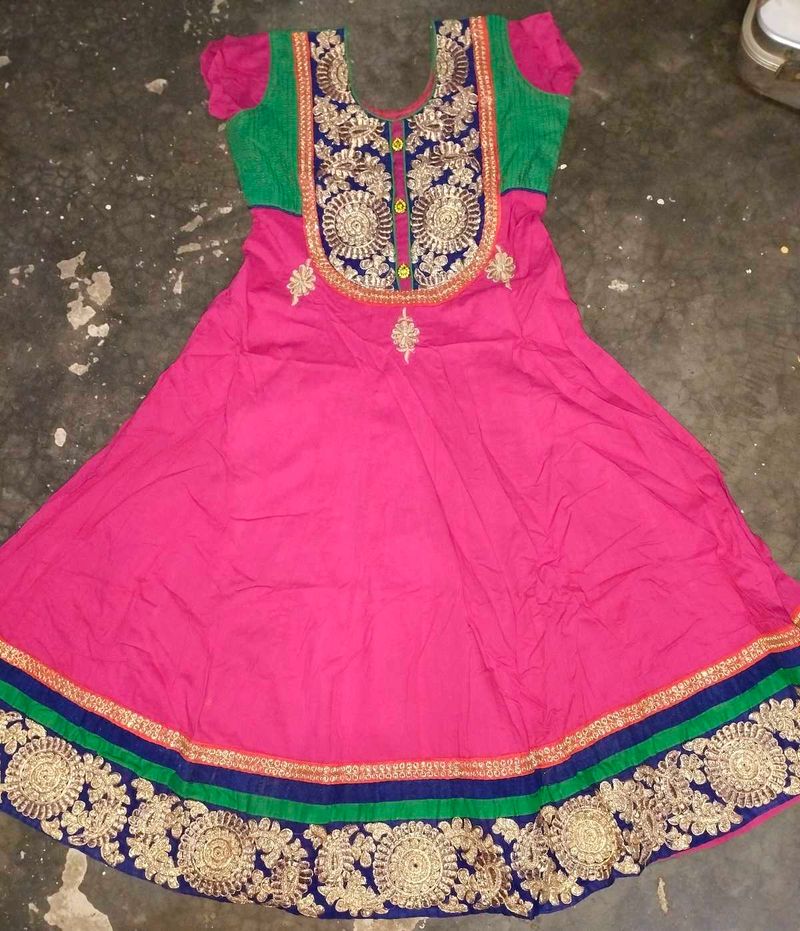 Pink Embroidered Frock Suit