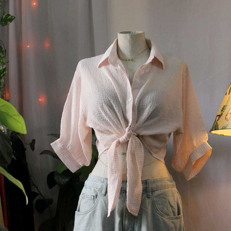 Pink Tie-Front Top