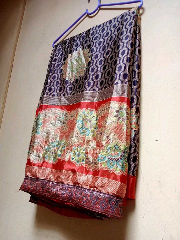 Crepe Floral Saree With Blouse 🤎