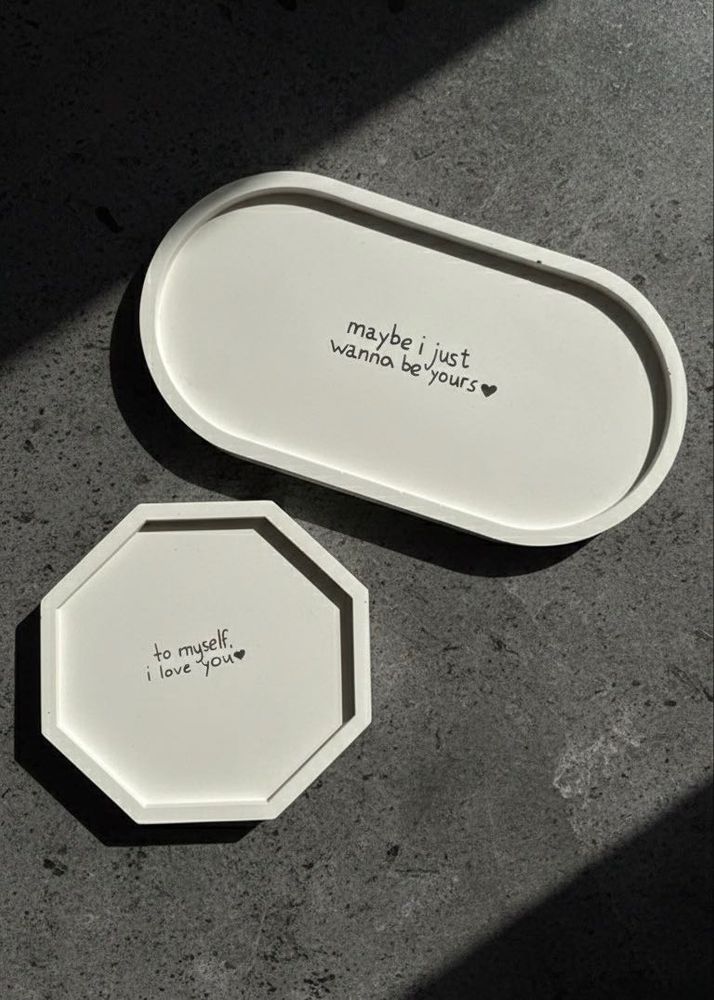 White Concrete Quote Tray | Ring Dish &amp; Vanity Org