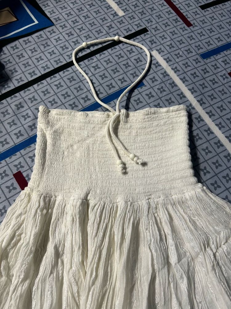 White Tiered Midi Skirt cum Dress