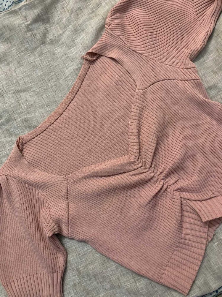 Pink Ribbed Knit Top