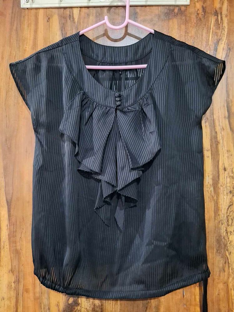 Elegant Black Ruffle Blouse
