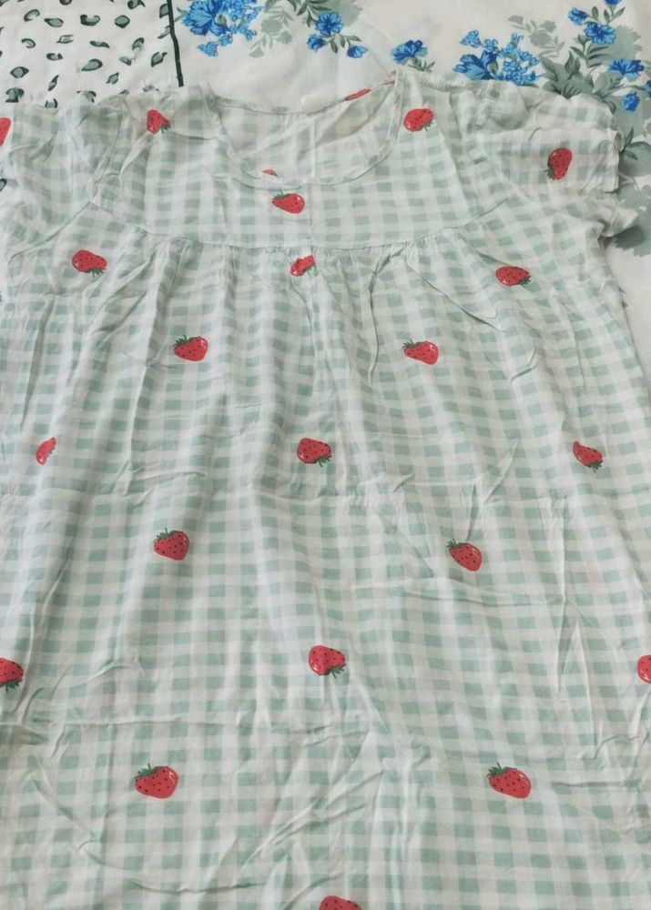 Strawberry Gingham One Piece Night Suit