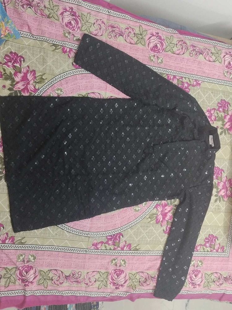 Chikankari Black Kurta