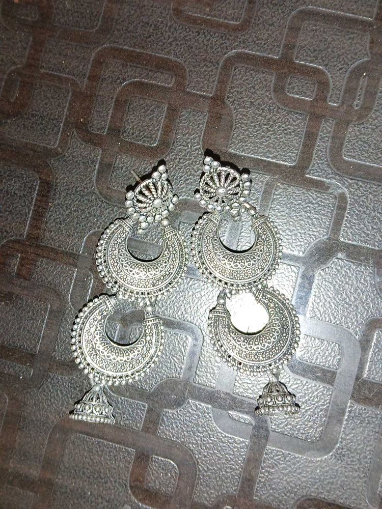 Silver Jhumka Earrings