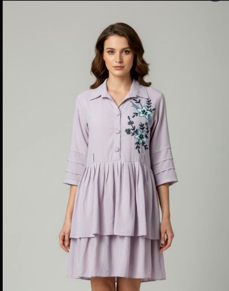 Floral Designed Lavender Tunic.