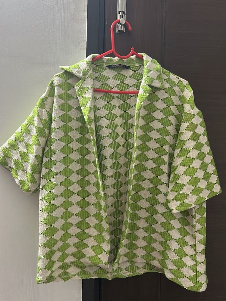 Green Patterned Knit Jacket