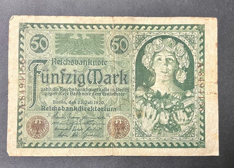 50 Mark Germany Very Old Note Rare
