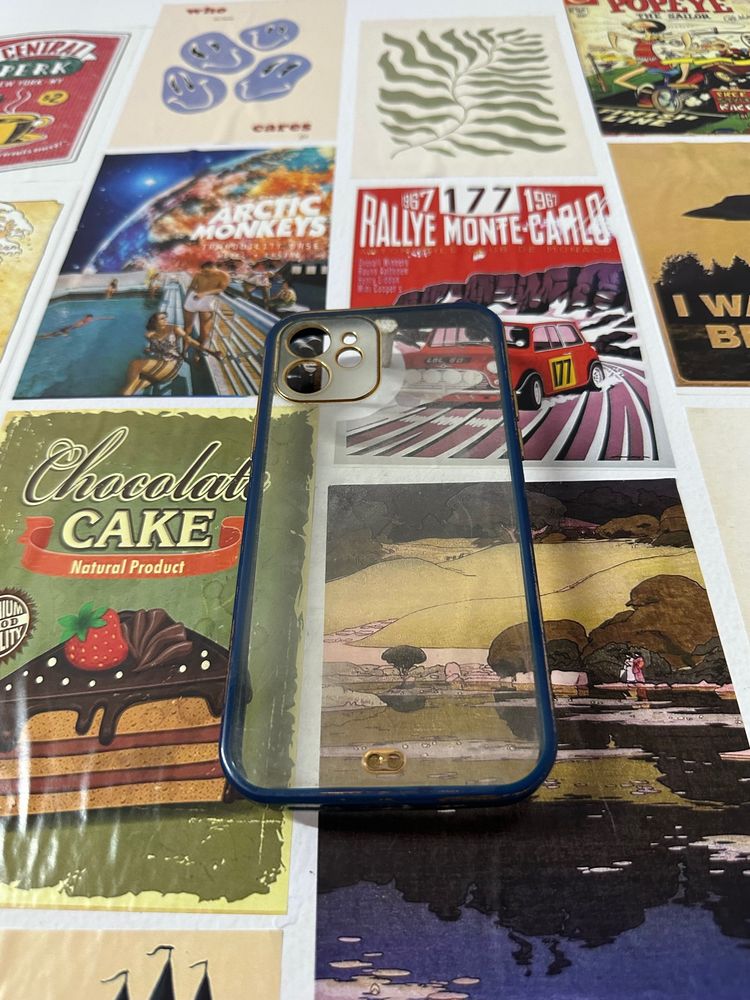 Transparent Cover With Blue Sides For iPhone 12/12pro