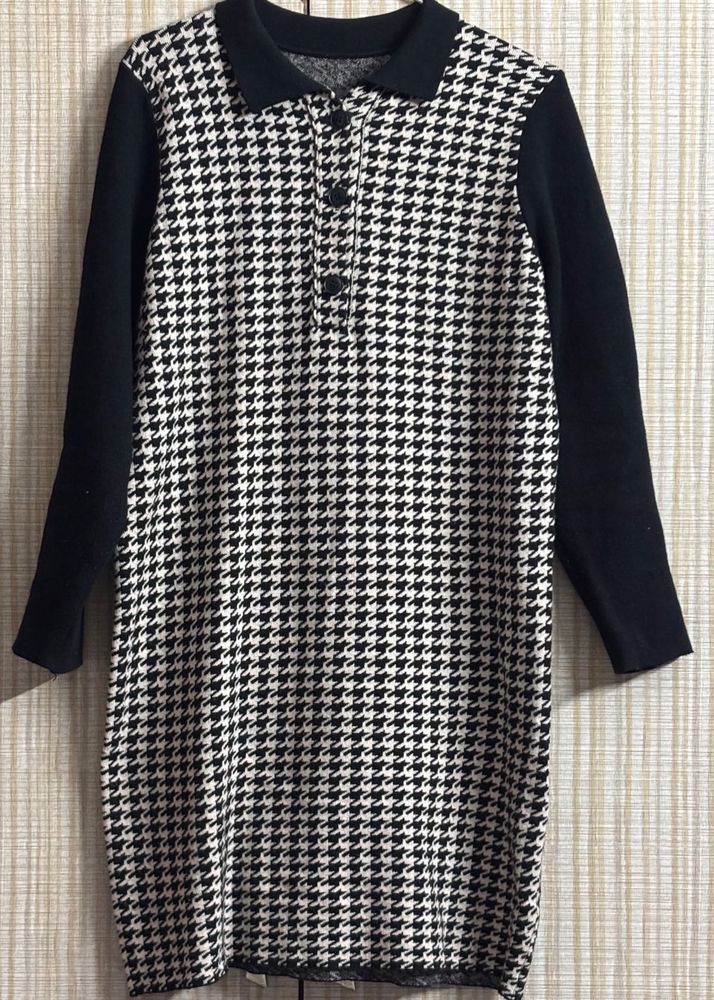 Houndstooth Midi Dress