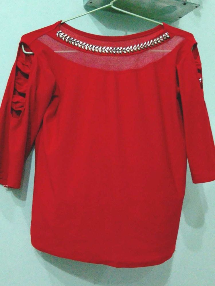 Red Embellished Top