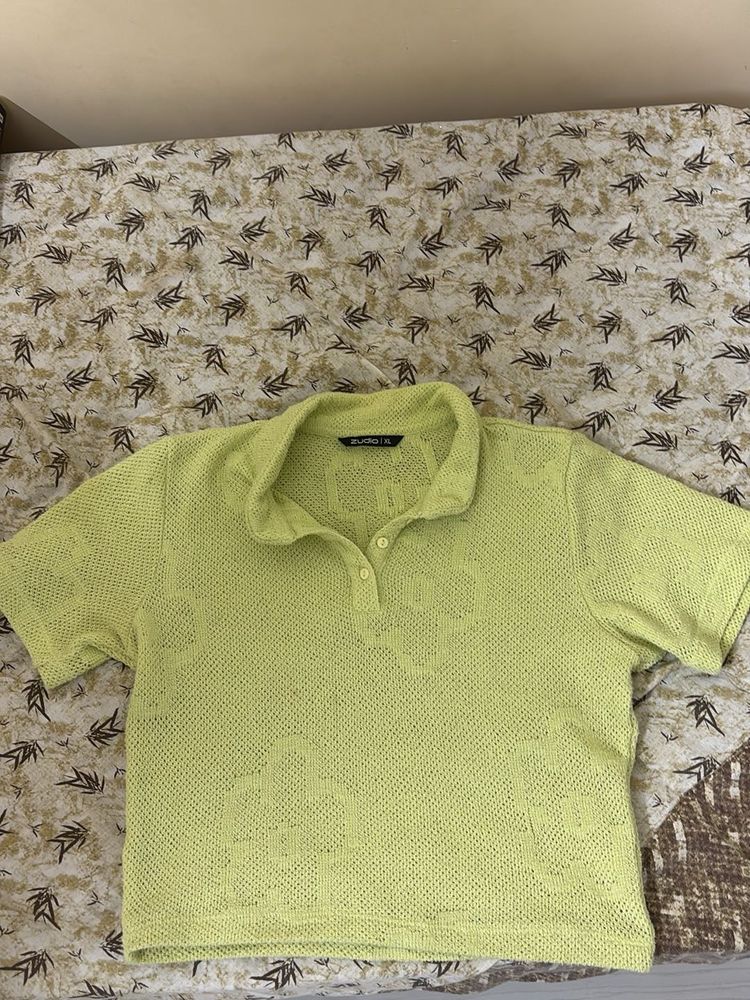 Studio K Lime Green Knit Polo - XL