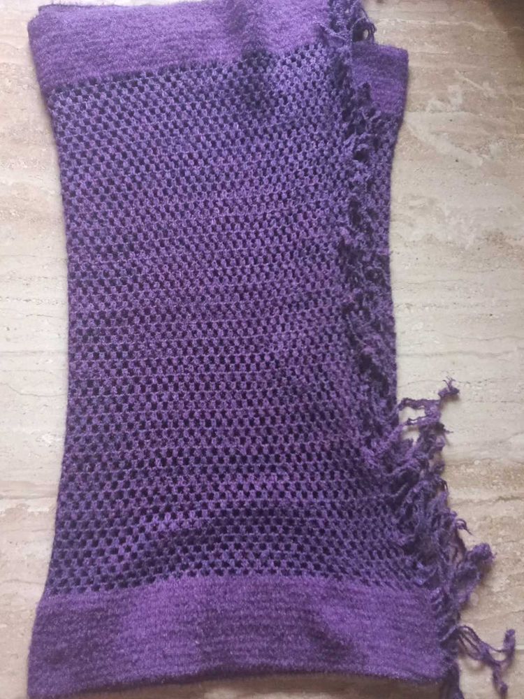 Stylish Purple Scarf shawl with Fringe