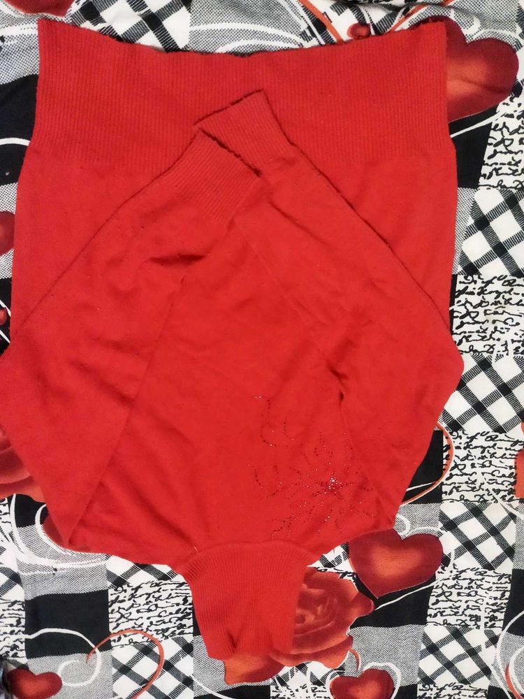 Red Turtleneck Sweater Top