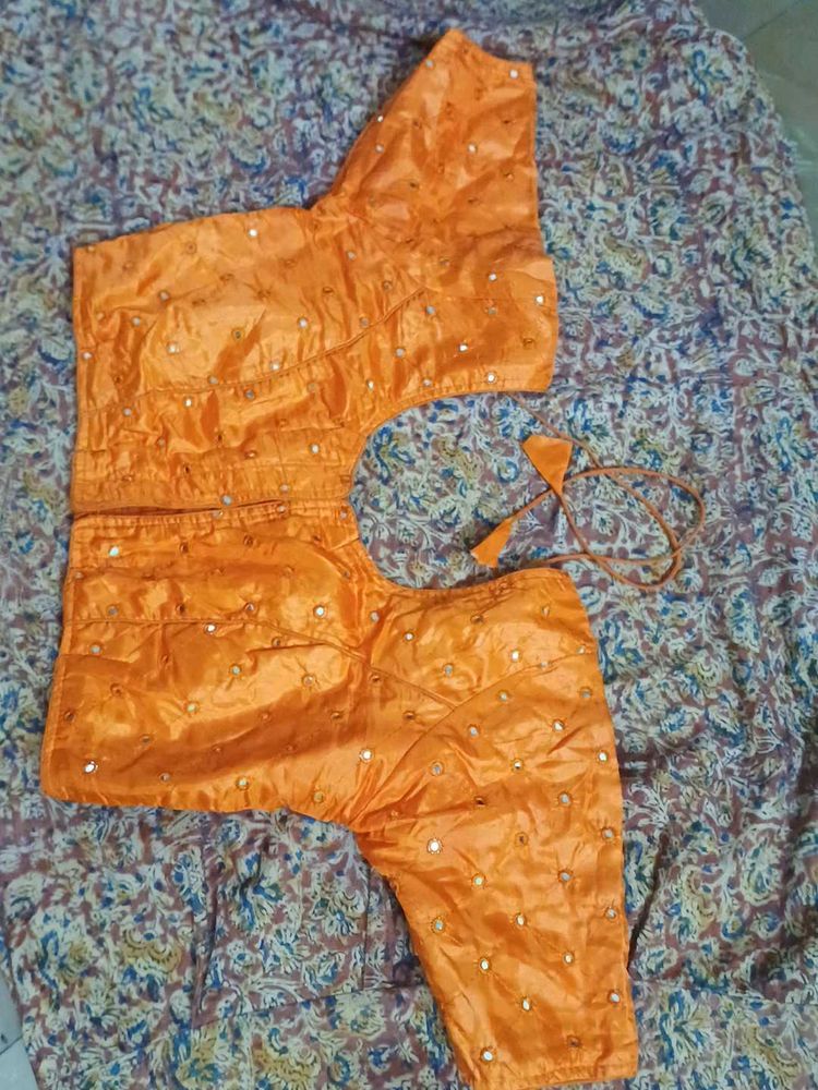 Orange Embellished Sari Blouse