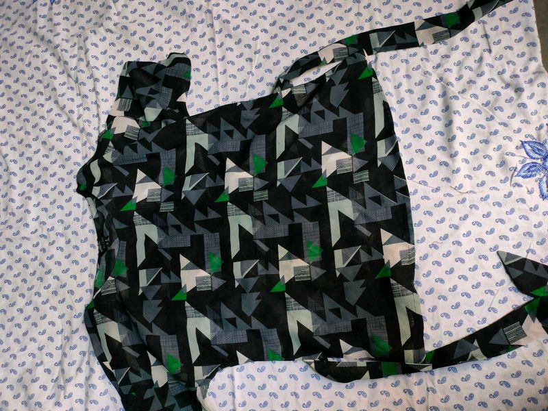 Abstract See Through Top With Tie Back Strings