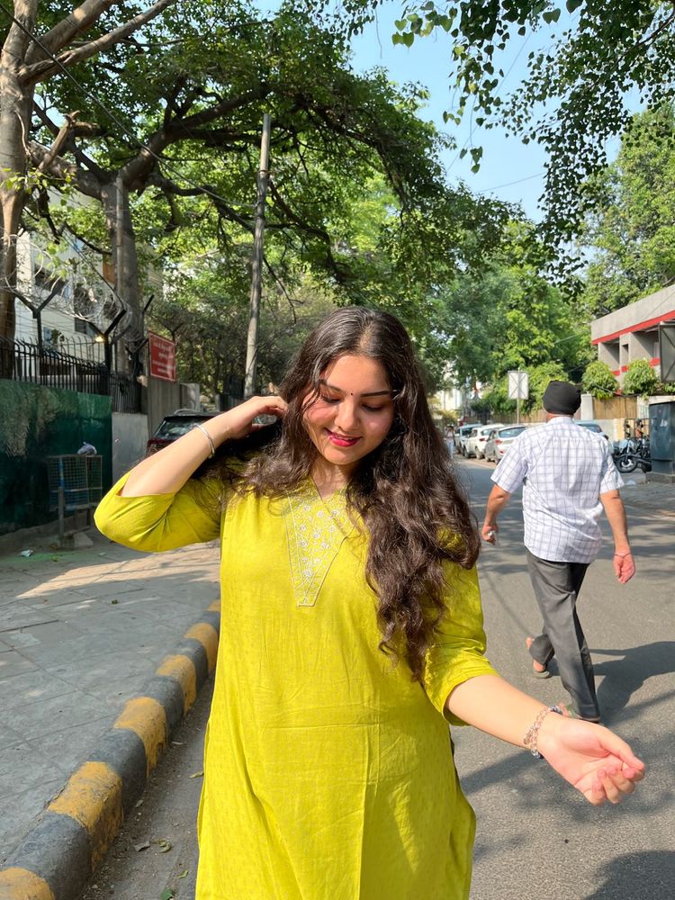 Lime Green Embroidered Kurti
