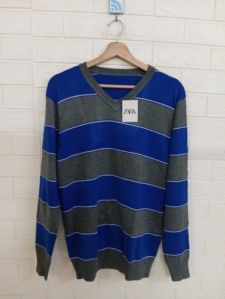 Zara Striped V-Neck Sweater
