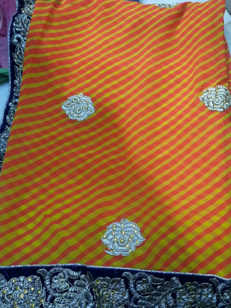 Orange Leheriya Saree