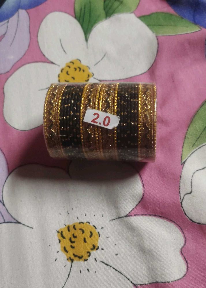 Sparkling Black &amp; Gold Bangles