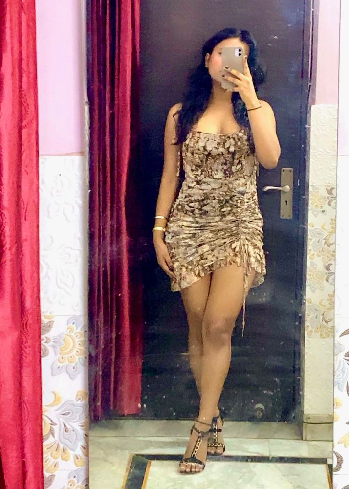 Brown Print Mini Dress