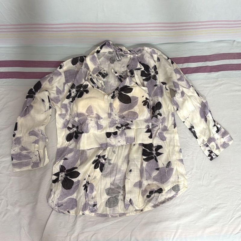 Floral Print Top With Jacket
