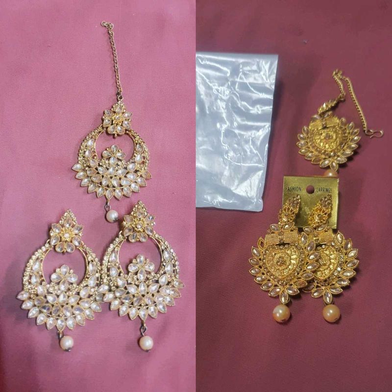 Set Of 2 Earrings &amp; Maangtika