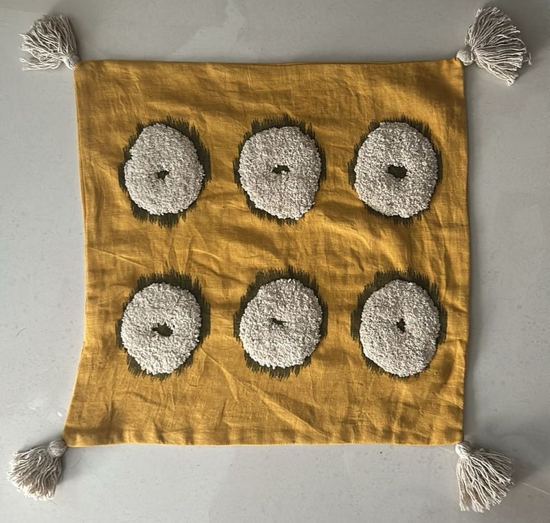 45x45 Mustard Designer Cushion Cover With Tassels