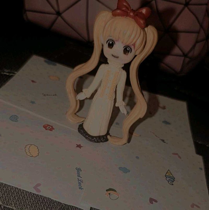 Vintage Anime Girl Figure with a Red Bow 🎀