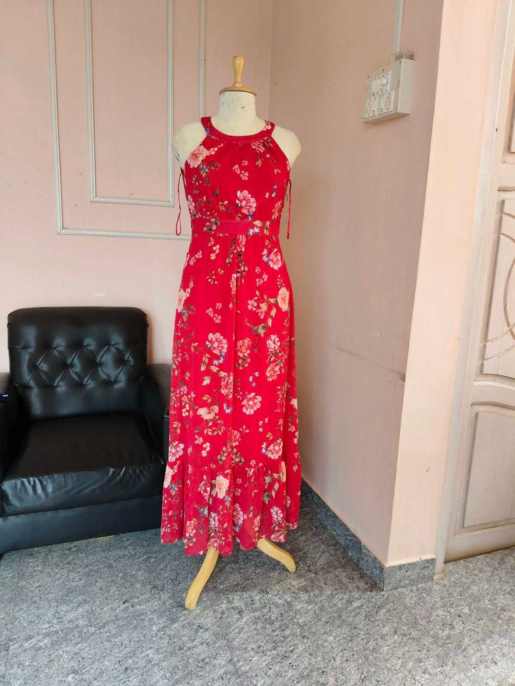 Red Floral Maxi Dress