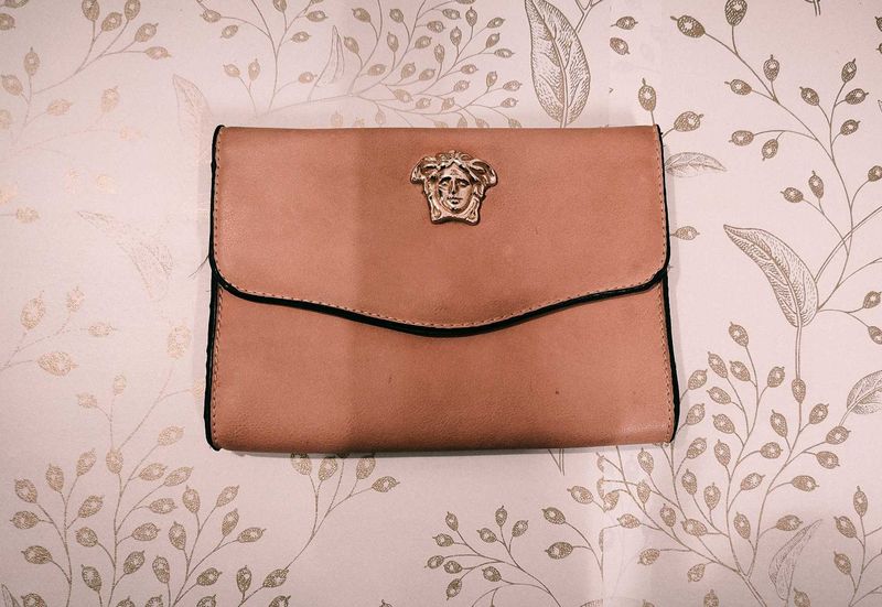Versace Nude Pink Leather Medusa Clutch