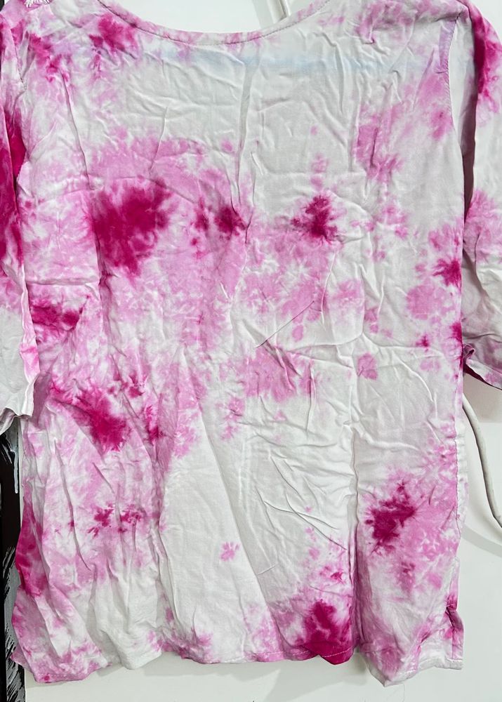 Embroidery Short Kurti Tie Die