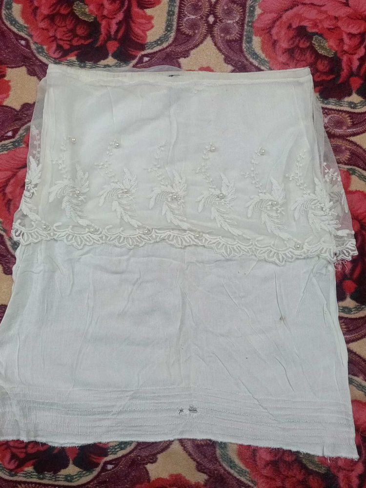 Elegant White Embroidered Skirt