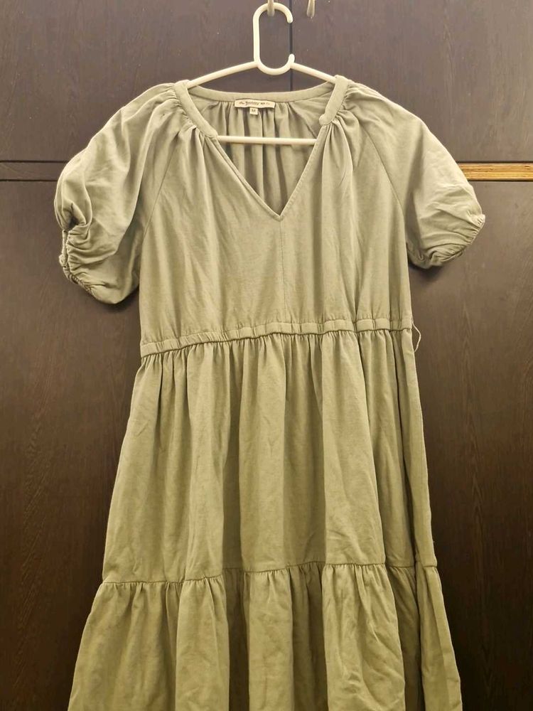 Olive Green Tiered Dress