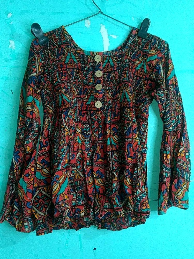 Boho Paisley Button-Down Top