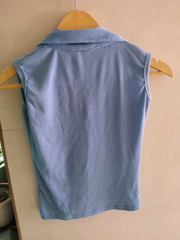 Blue Collar Fitted Top