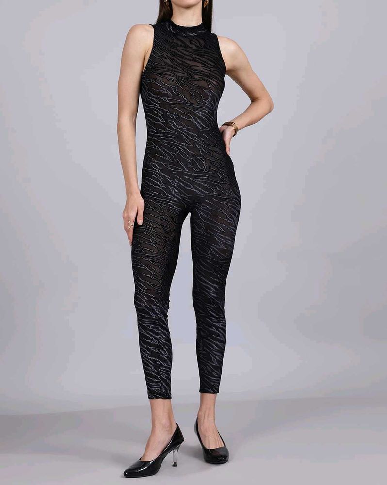 Black Spandex Bodyhugging Jumpsuit