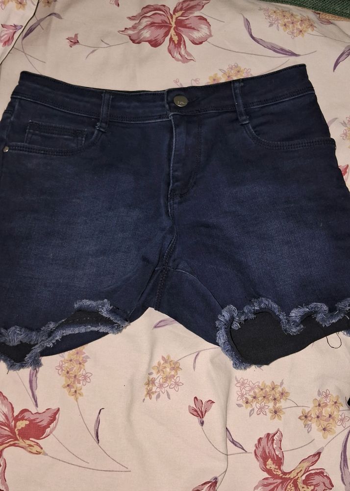 Dark Blue Denim Shorts
