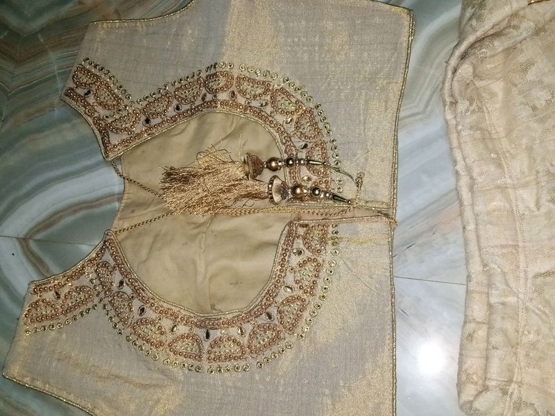 Gold Lehenga  Choli Blue Dupat