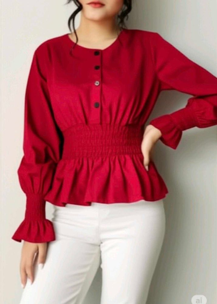 ❤️ Flattering Red Peplum Top! ❤️
