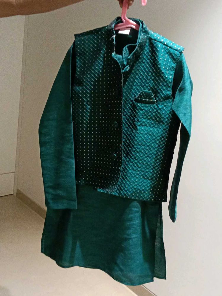 Lovely green Kurta pajama with Nehru jacket