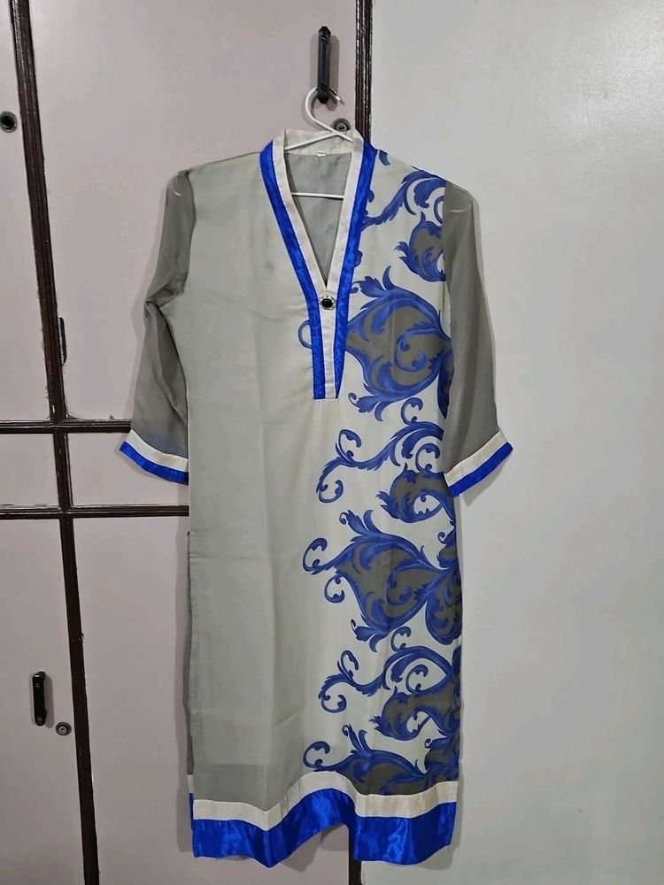 Elegant Blue Patterned Tunic