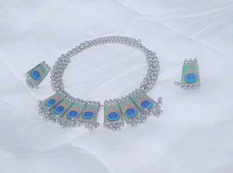 Peacock Necklace &amp; Earrings Set