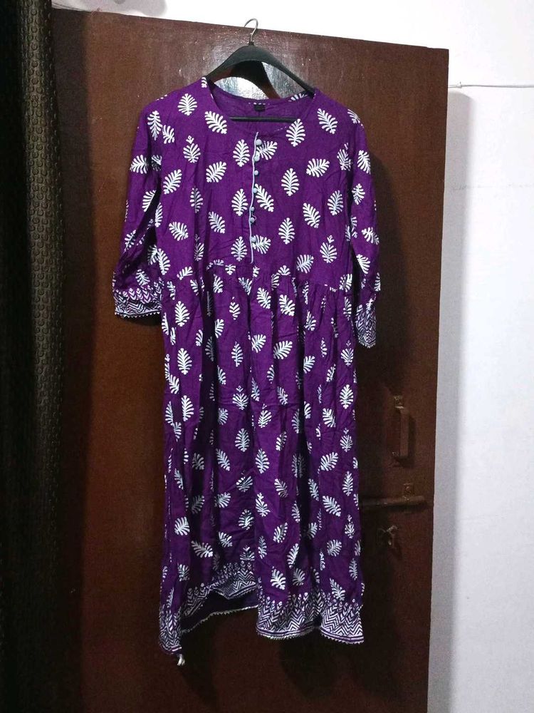 Totally New Anarkali Kurta With Bright Grey Print