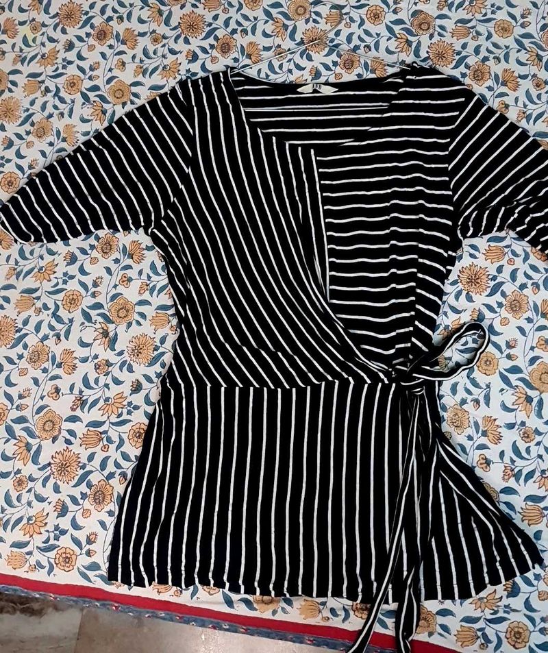 Striped Wrap Top