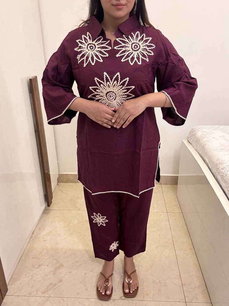 Embroidered Kurta Cord Set